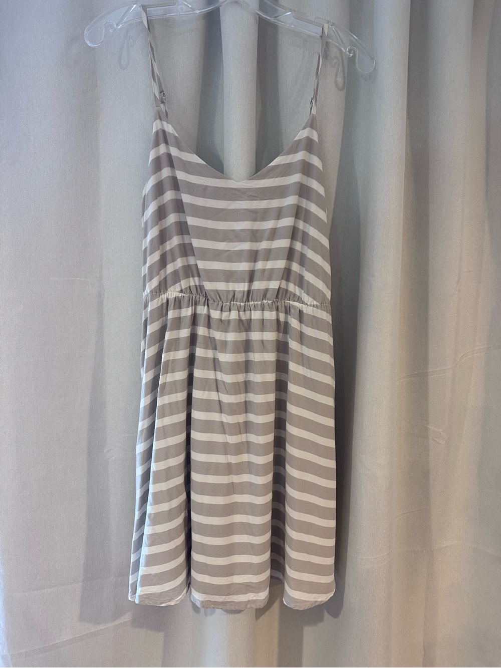 LC Lauren Conrad Taupe & White Striped Sundress